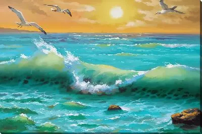 Картина маслом Чайки над волнами