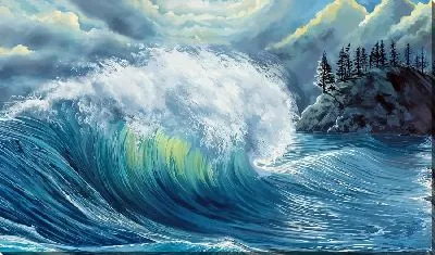 Картина маслом Волна у острова