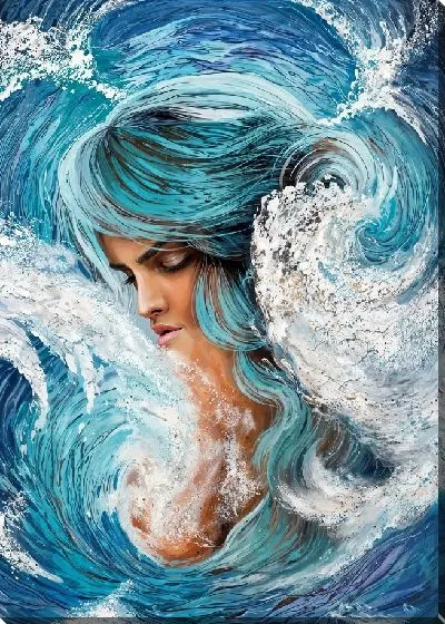Картина маслом Девушка с волнами