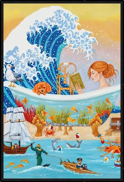 Картина Девушка в ванне в волной