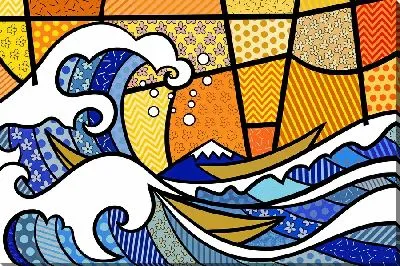 Картина маслом Волны в стиле кубизм