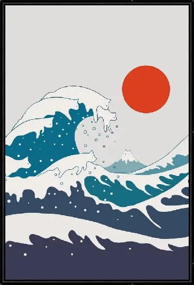 Картина Кошки на гребне волны под Солнцем