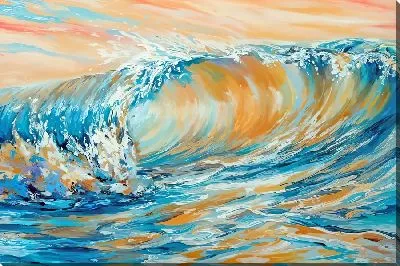 Картина маслом Волны с розовым оттенком