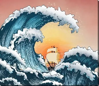 Картина маслом Парусник под гребнем волны