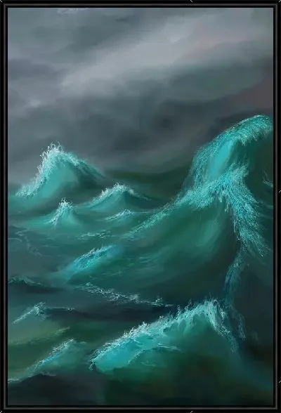 Картина Ночные волны в бушующем море