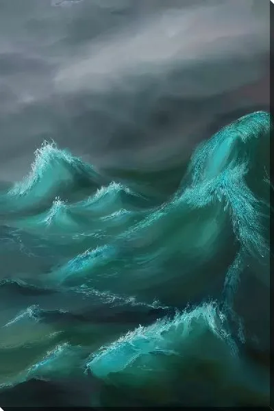 Картина маслом Ночные волны в бушующем море