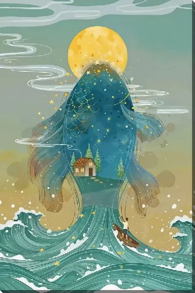 Картина маслом Рыба-волна