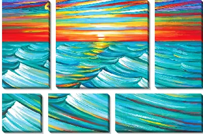 Модульная картина Яркие волны