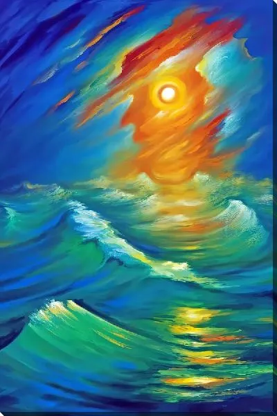 Картина маслом Свет от Солнца на волнах