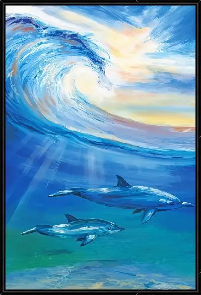 Картина Два дельфина под волной