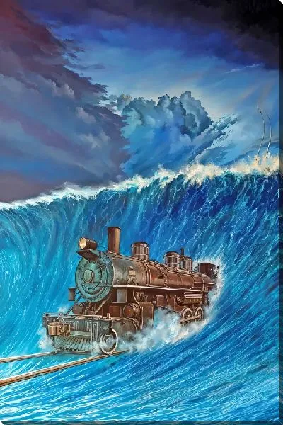 Картина маслом Паровоз сквозь волны