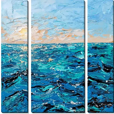 Модульная картина Волны в стиле мастихин
