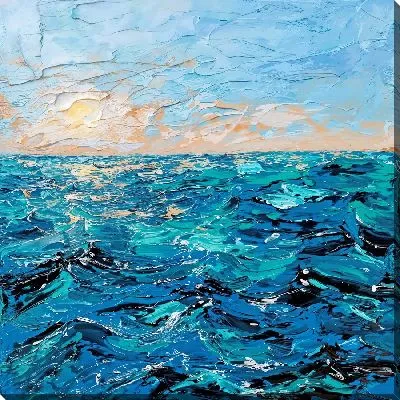 Картина маслом Волны в стиле мастихин
