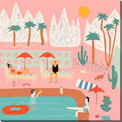 Картина маслом В бассейне на отдыхе