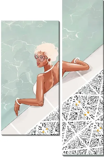 Модульная картина Модница у бассейна
