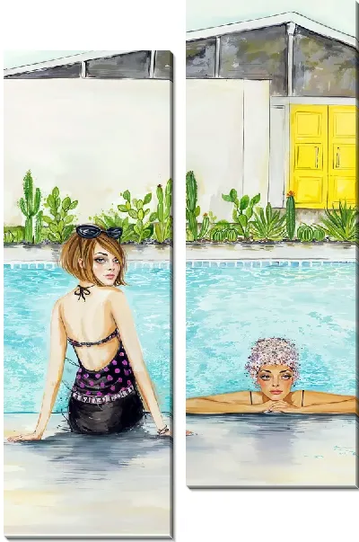Модульная картина Девушки в бассейне