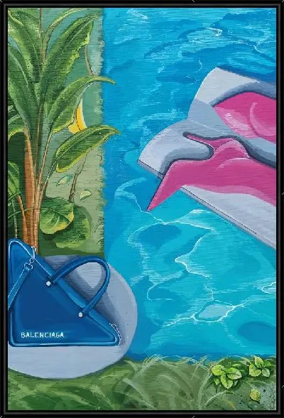 Картина Сумка и сапоги в бассейне