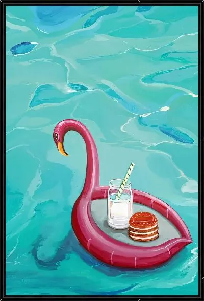 Картина Надувной фламинго в бассейне