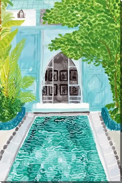 Картина маслом Бассейн у дома