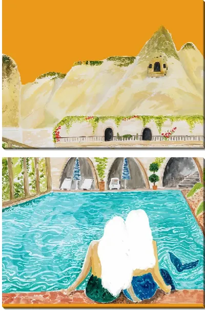 Модульная картина Русалки у бассейна