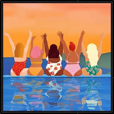 5 женщин у бассейна