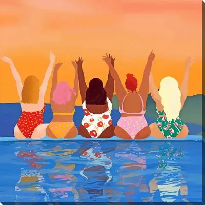 5 женщин у бассейна