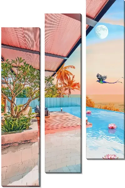 Модульная картина Лотос в бассейне