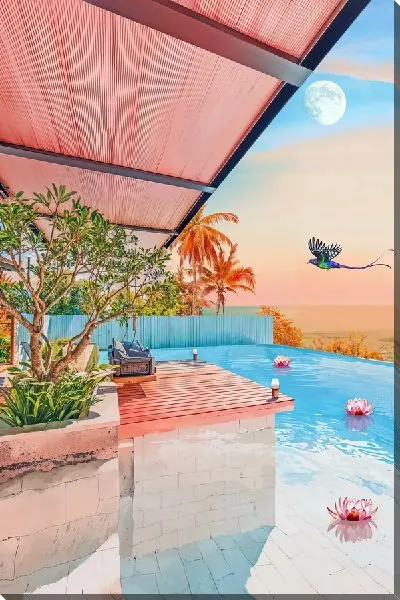 Картина маслом Лотос в бассейне