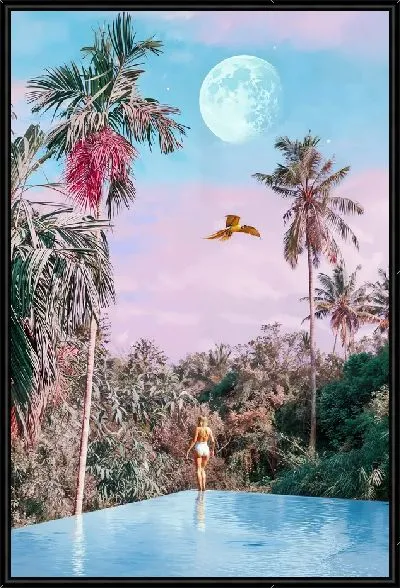 Картина Девушка под пальмами в бассейне