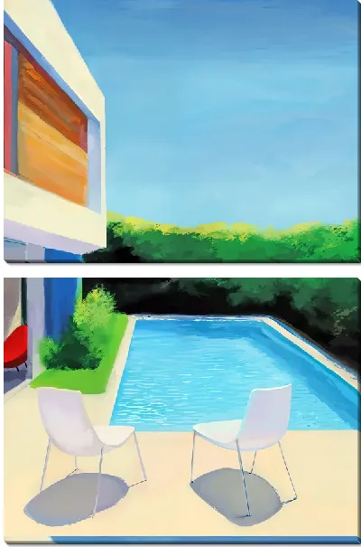 Модульная картина Бассейн и два стула