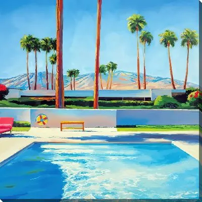 Картина маслом Бассейн и пальмы