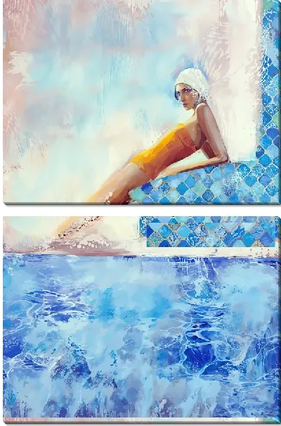 Модульная картина Пловчиха у бассейна