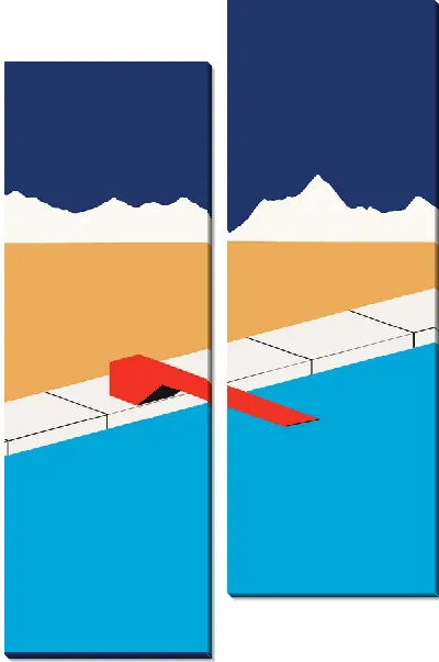 Модульная картина Бассейн с красным трамплином