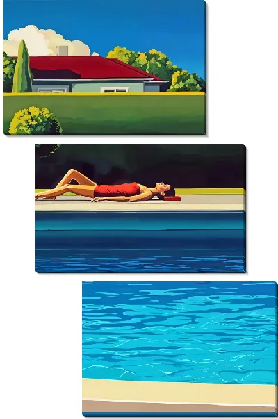 Модульная картина Девушка у бассейна №3