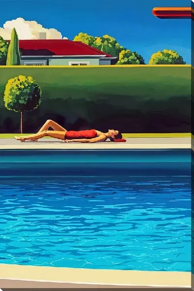 Картина маслом Девушка у бассейна №3