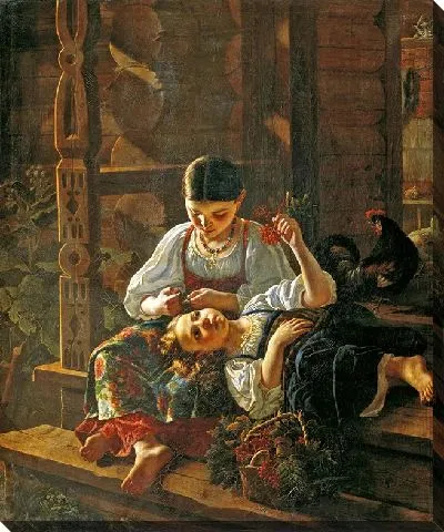 Картина На крыльце избы