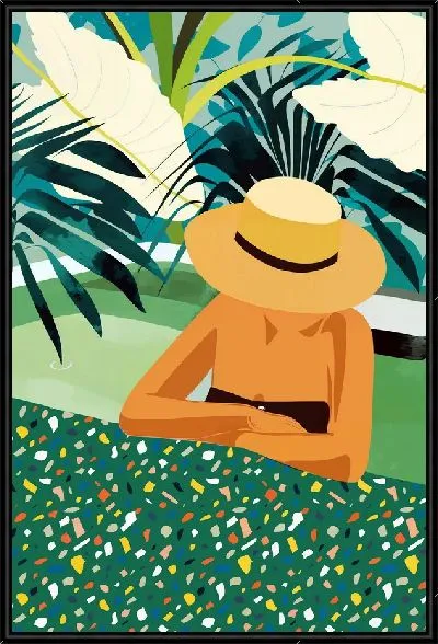 Картина Девушка в шляпе в бассейне