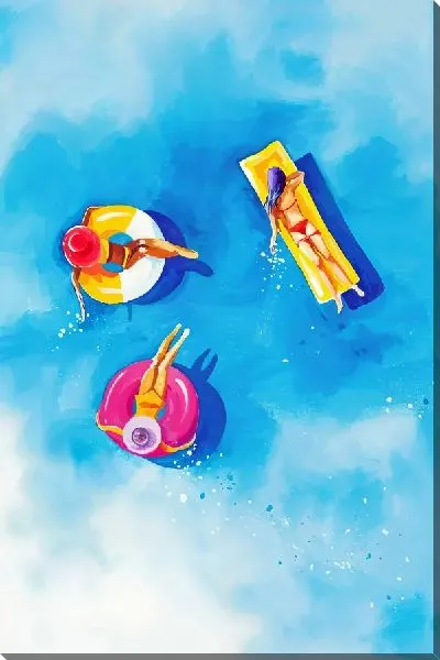 Картина маслом Отдых в бассейне №2