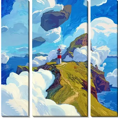 Модульная картина Маяк на склоне горы