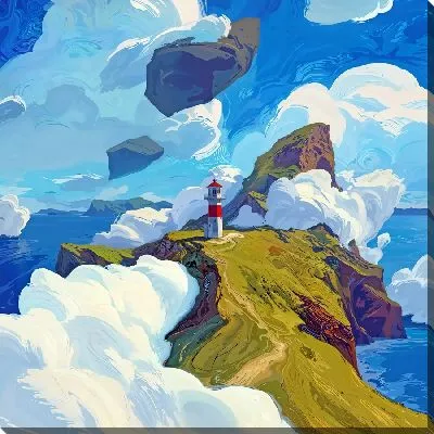 Картина маслом Маяк на склоне горы