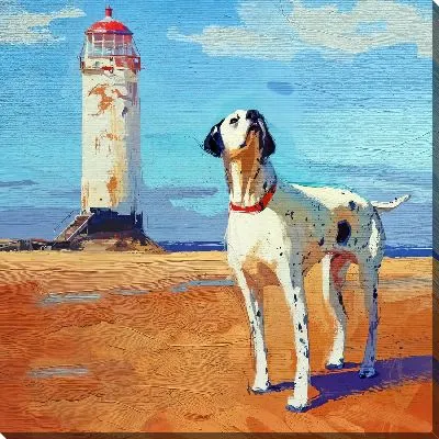 Картина маслом Далматинец на фоне маяка