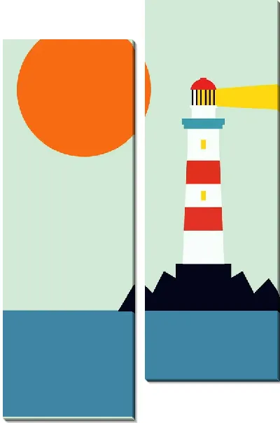 Модульная картина Маяк и Солнце