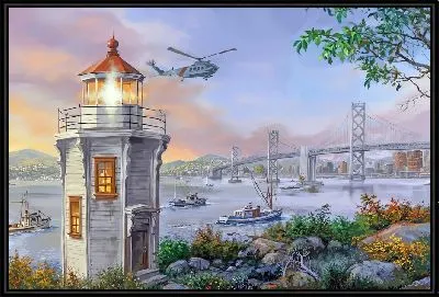 Картина Вертолет и маяк