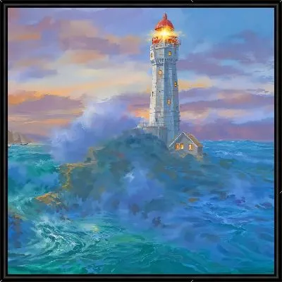 Картина Волны бьются об остров с маяком