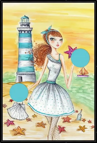 Картина Девушка с звездами на фоне маяка