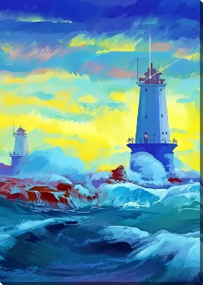 Картина маслом Синий маяк