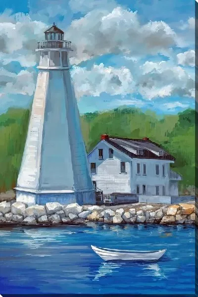 Картина маслом Маяк на берегу в США