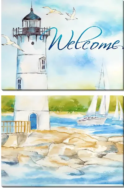 Модульная картина Welcome  и маяк