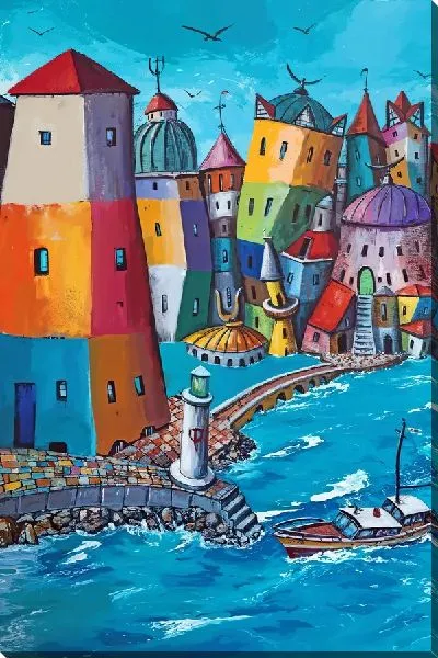 Картина маслом Маяк на набережной 