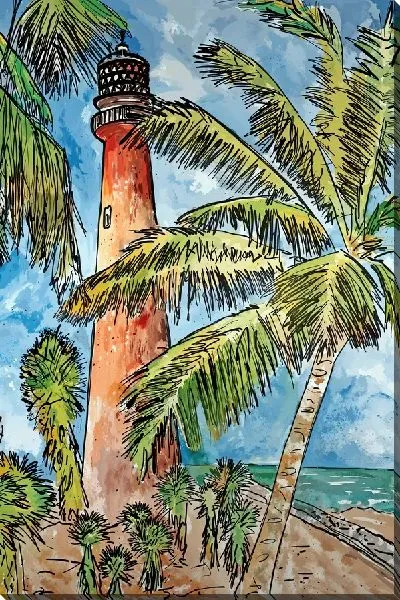 Картина маслом Пальмы на фоне маяка
